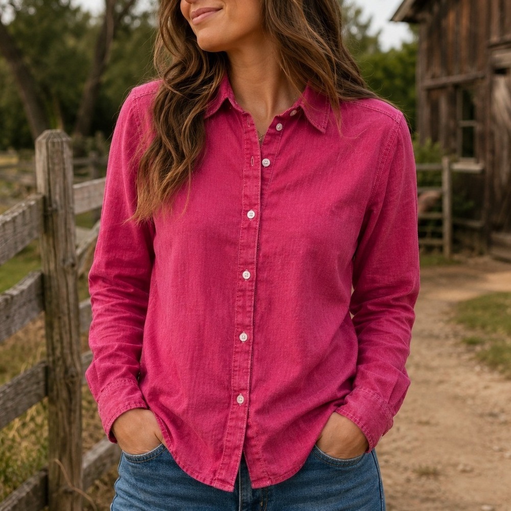 Tommy Bahama Linen Button Down Shirt Womens M Pink Long Sleeve Coastal